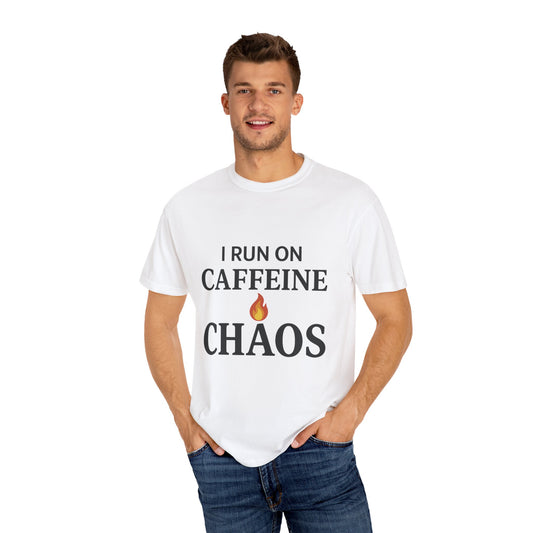 Caffeine Chaos T-Shirt, Funny Coffee Lover Tee, Unisex Graphic Shirt, Gift for Coffee Addicts, Casual Everyday Wear